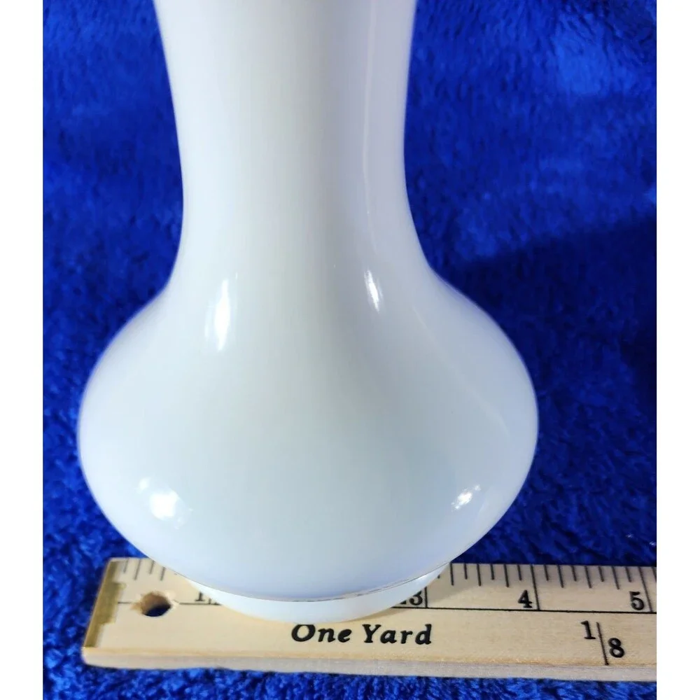 Vintage Fenton-Style Silver Crest Milk Glass Vase w/Clear Double Crimped Lip